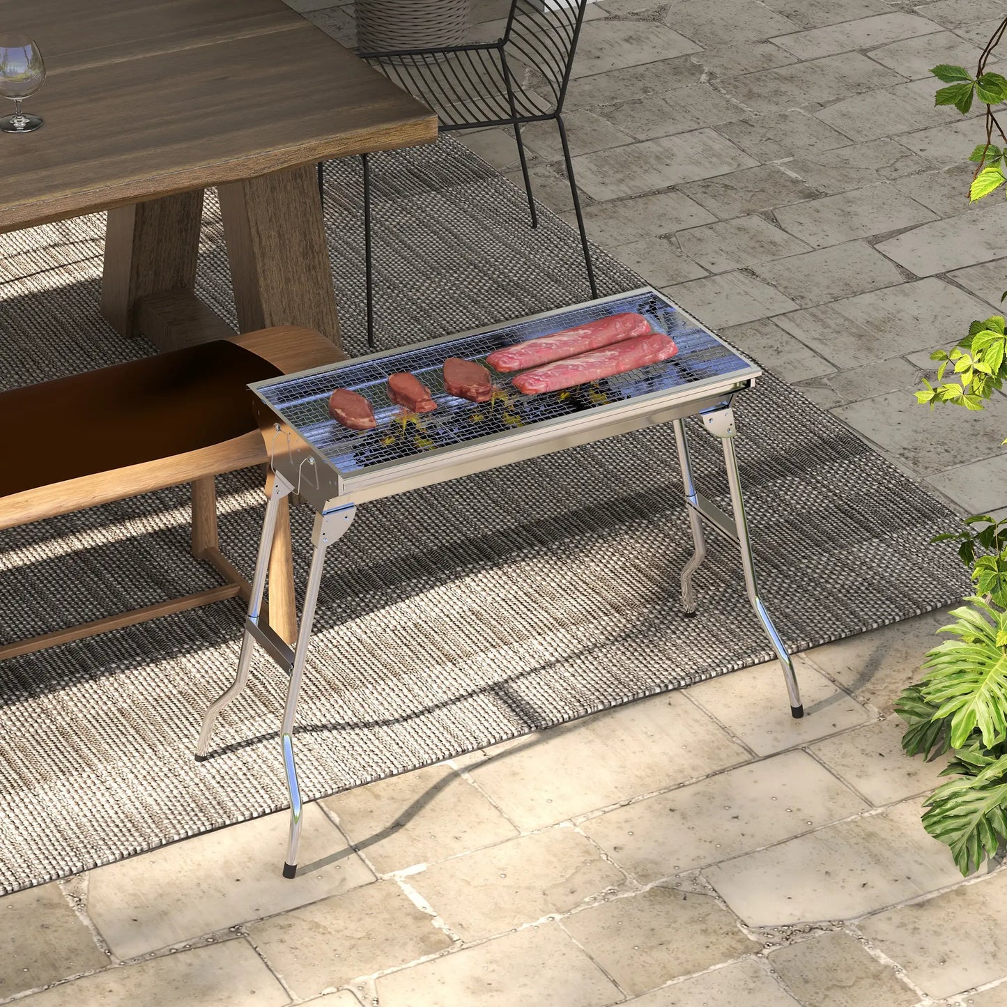 Stainless Steel Portable Charcoal Barbecue Grill