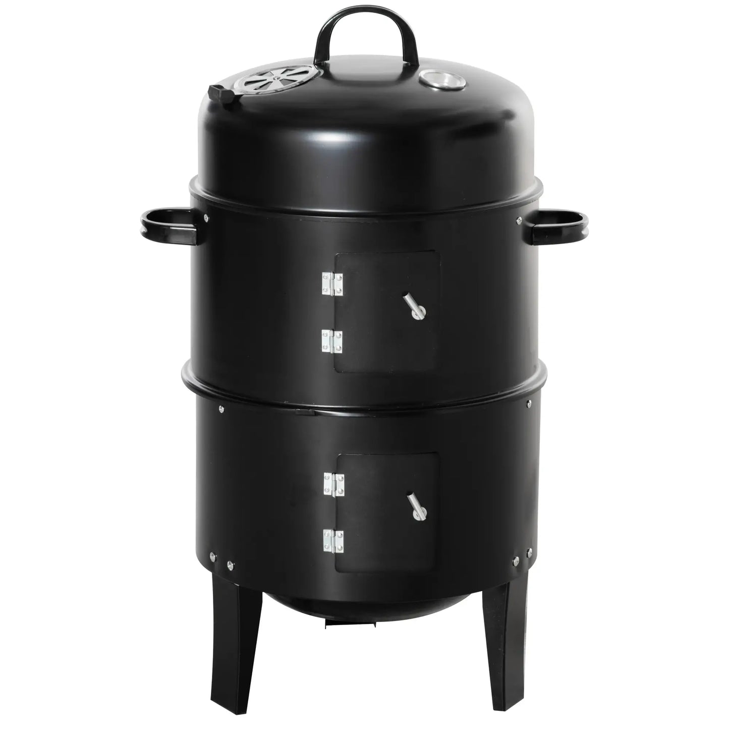 3-In-1 Barrel Charcoal BBQ Grill & Smoker