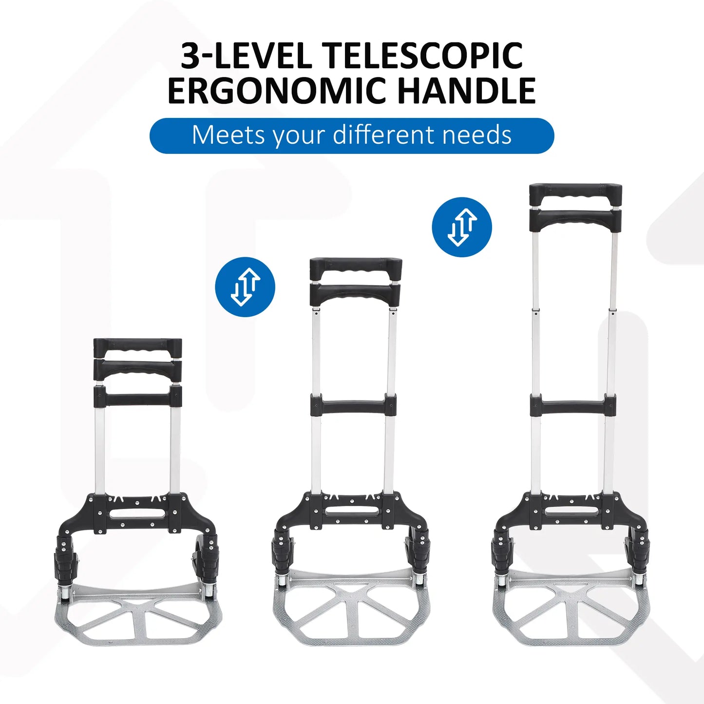 White Adjustable Folding Hand Truck and Dolly Cart