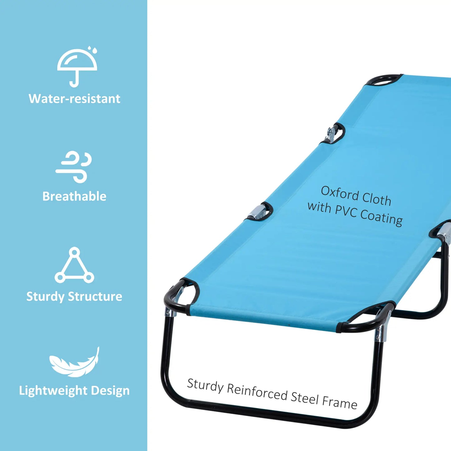 Folding Outdoor Lounge Chair – Light Blue Mesh, Portable & Breathable Design