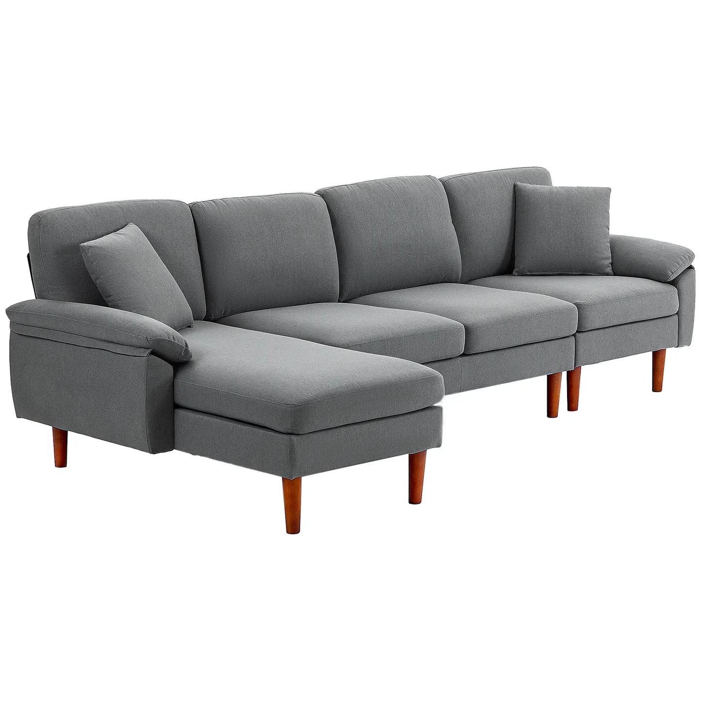 L-Shape Sofa, Modern Sectional Couch with Changeable Chaise Lounge | Dark Grey