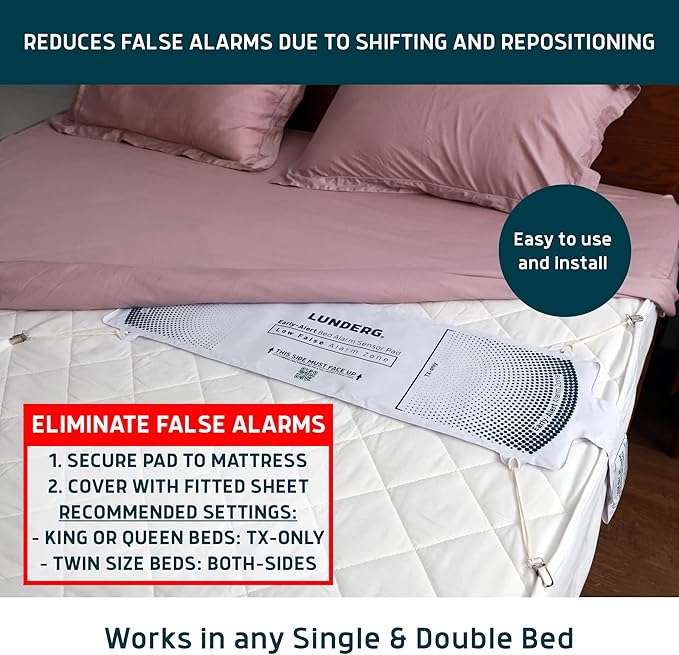 Lunderg Bed Alarm for Elderly Adults & Chair Alarm Set - Wireless Early-Alert Sensor Pad, Chair Pad & Pager