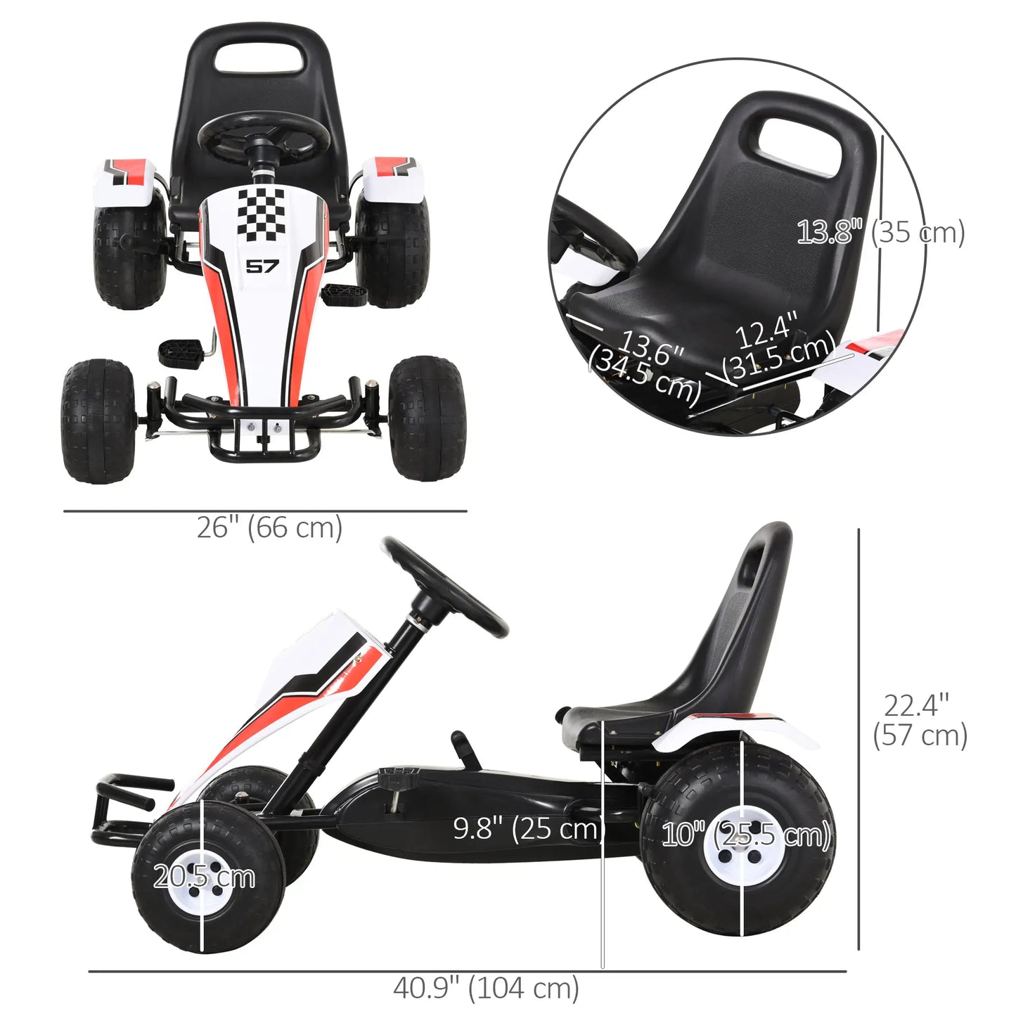 Racing Style Pedal Go Kart for Kids