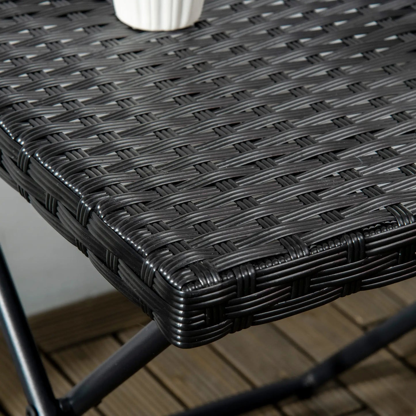 Black Rattan Wicker Outdoor Patio Square Folding Side Table