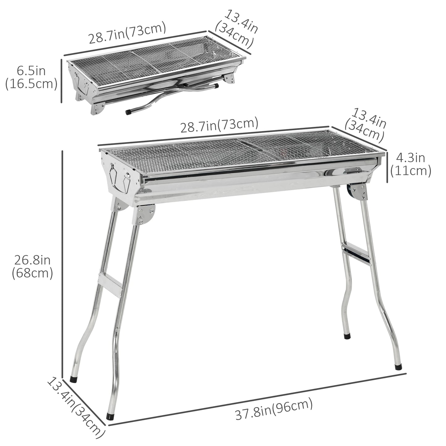 Stainless Steel Portable Charcoal Barbecue Grill