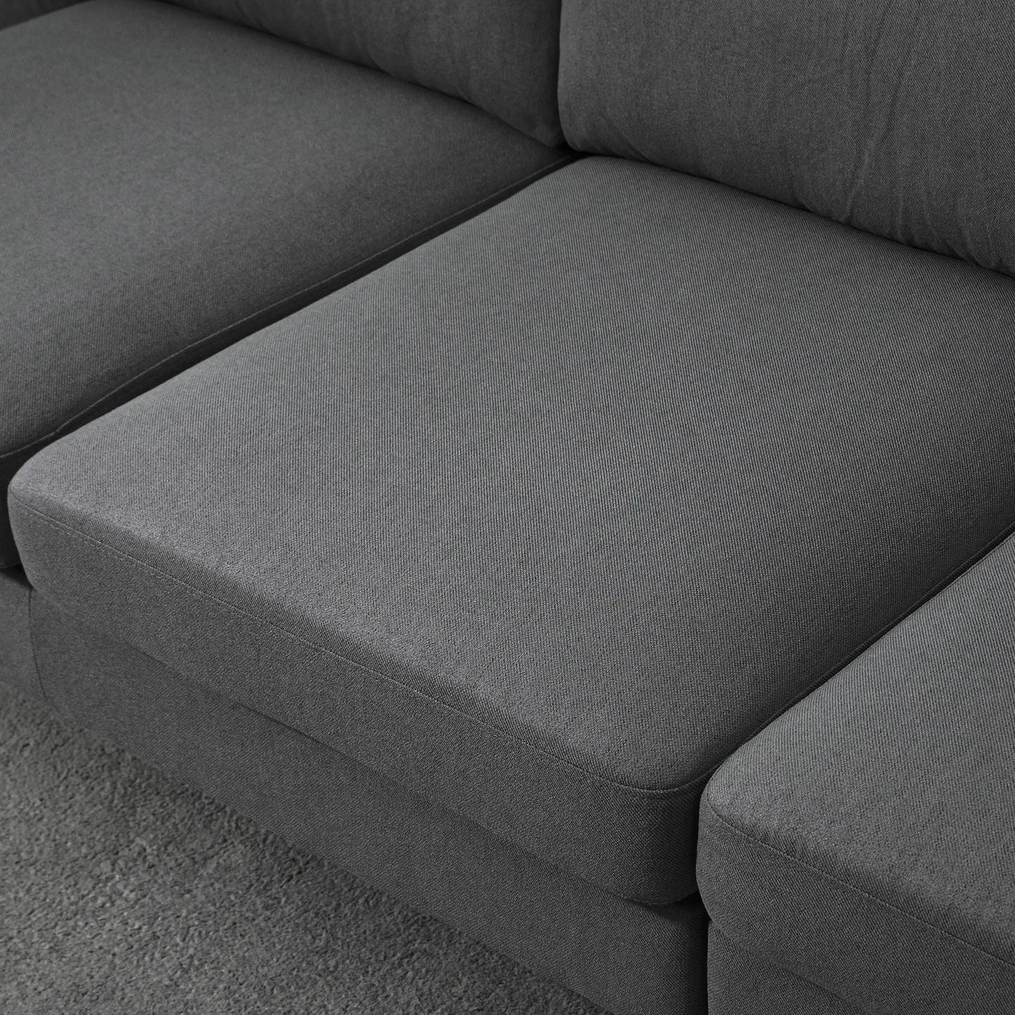 L-Shape Sofa, Modern Sectional Couch with Changeable Chaise Lounge | Dark Grey