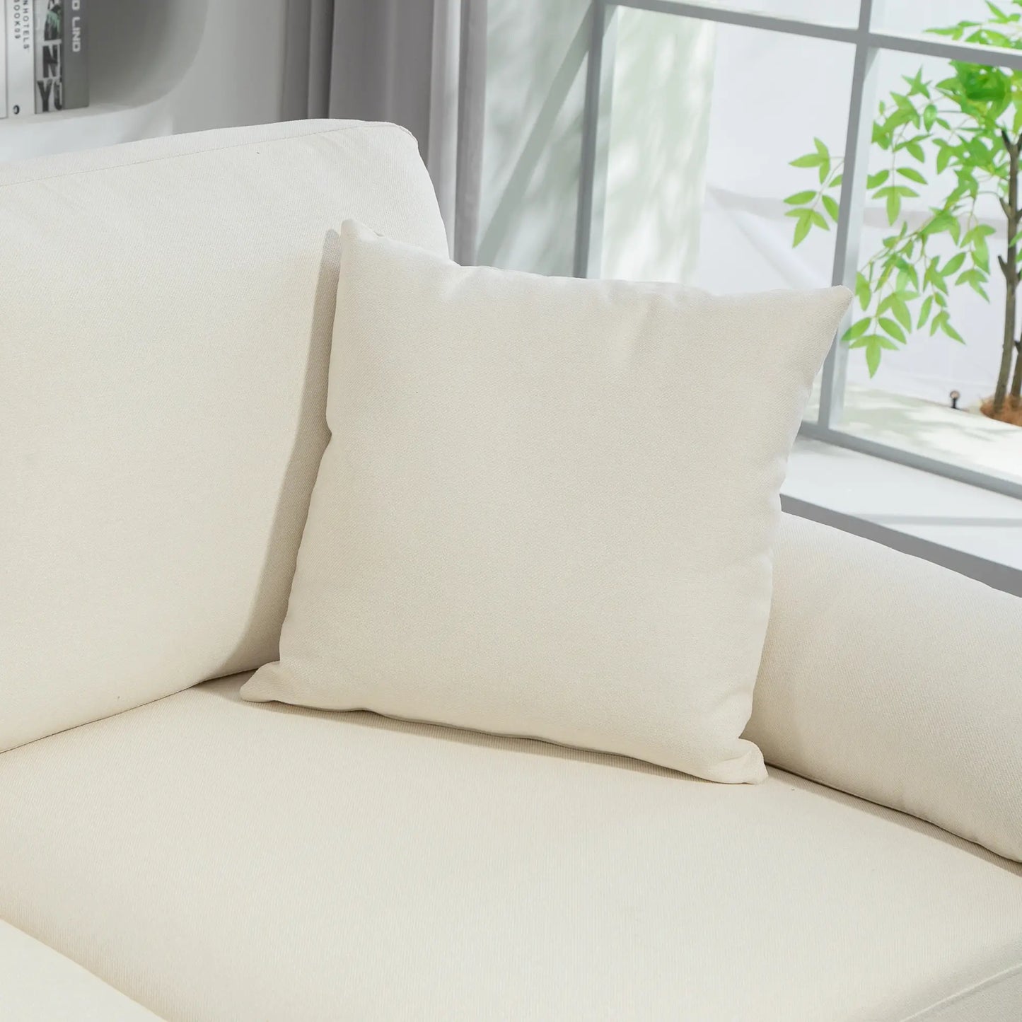 Modern L-Shape Sectional Sofa with Changeable Chaise Lounge | Cream White