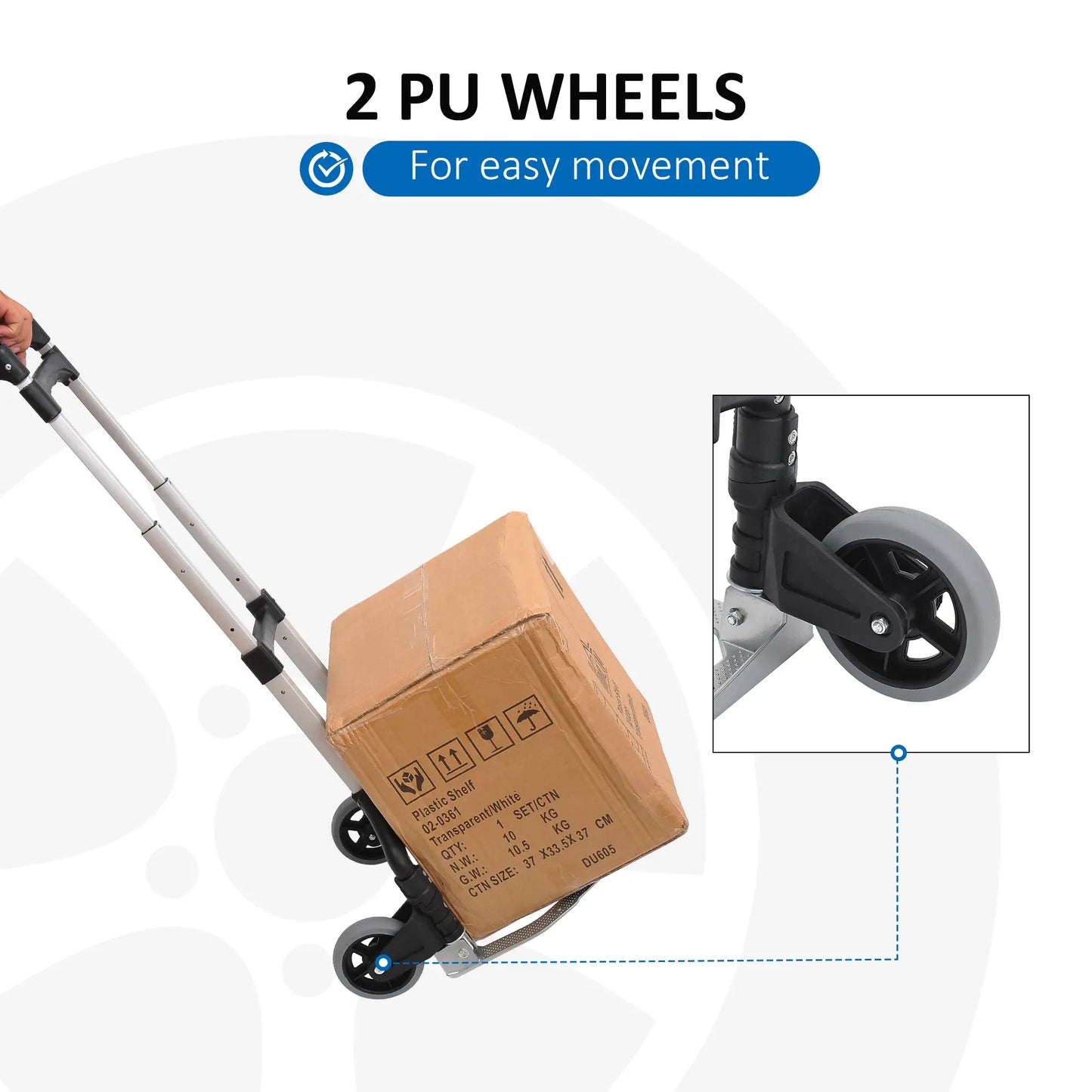 White Adjustable Folding Hand Truck and Dolly Cart