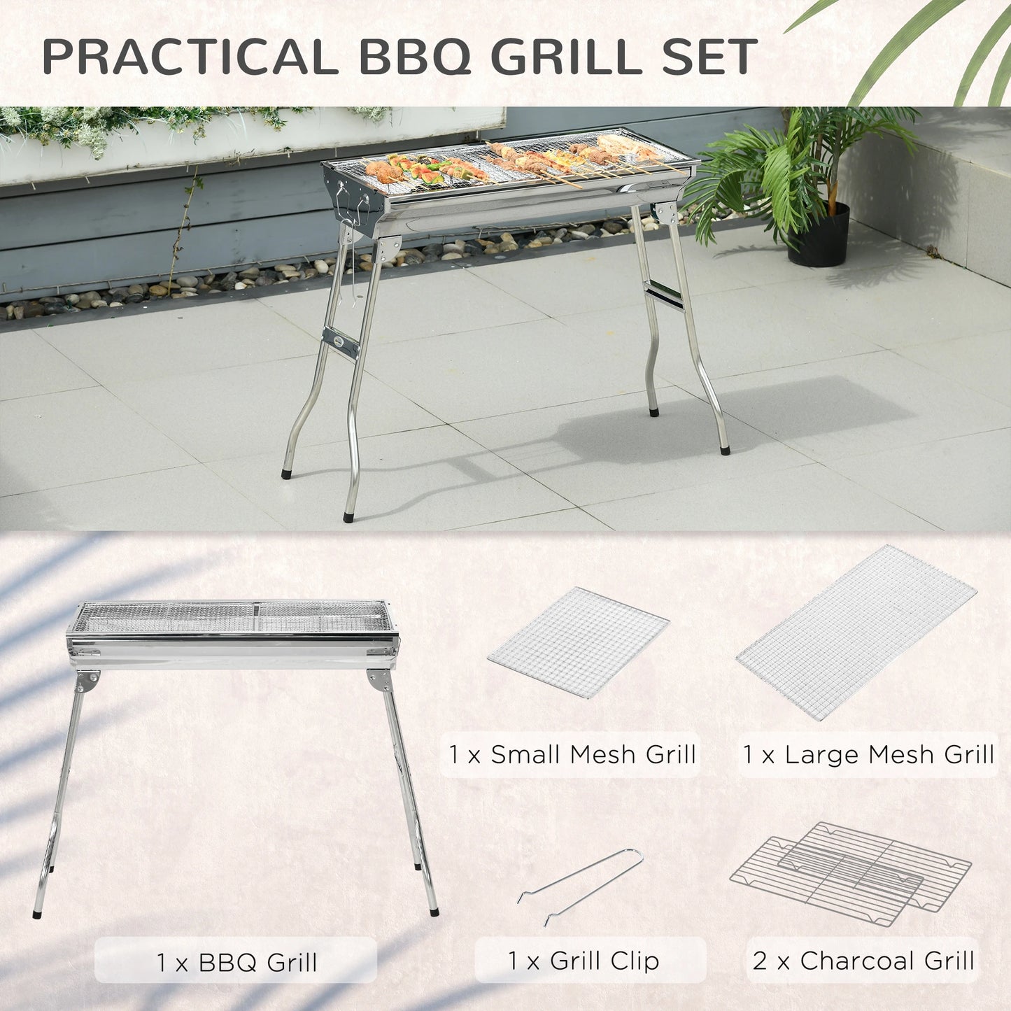 Stainless Steel Portable Charcoal Barbecue Grill