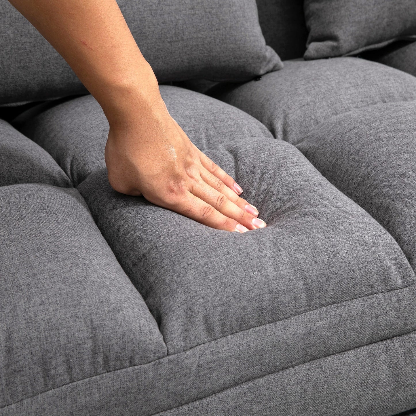 Light Grey Modern 51" Foldable 2-Seater Floor Sofa bed
