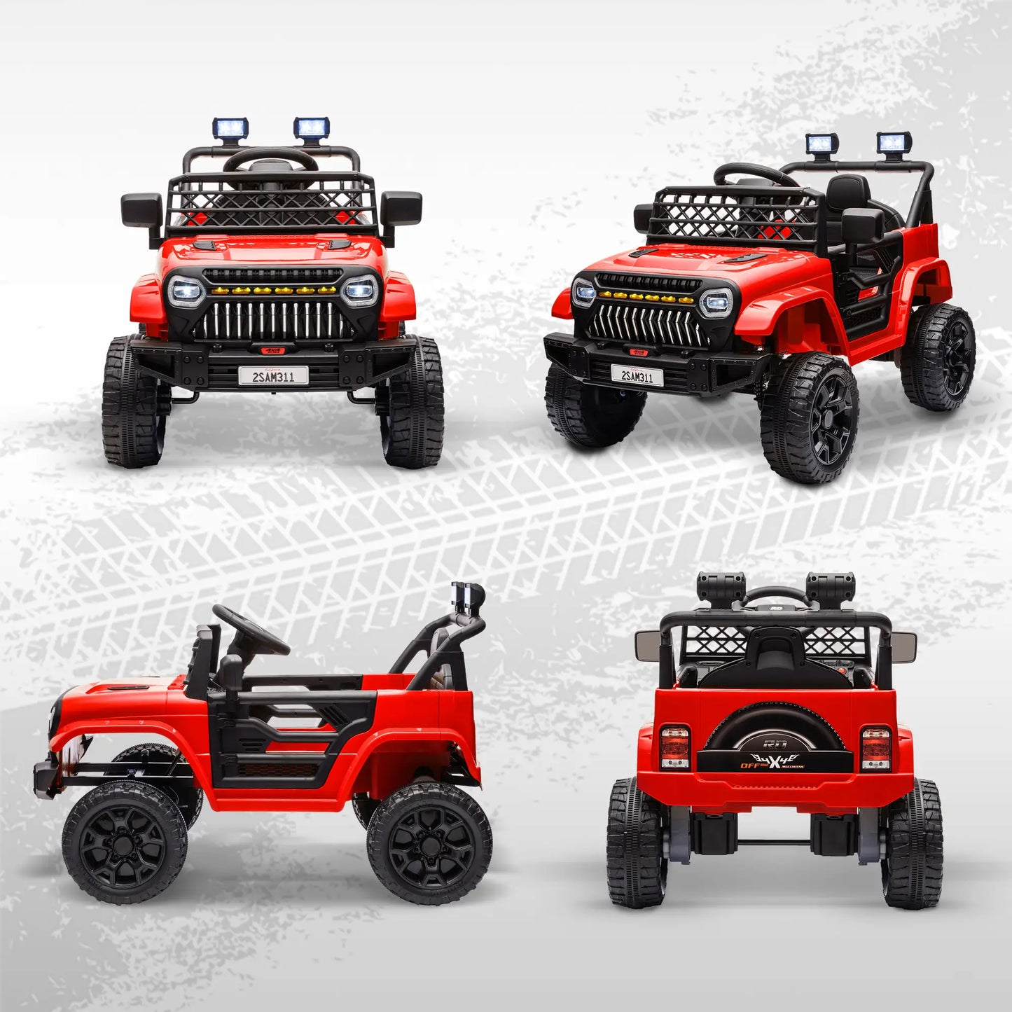 12V Battery Powered Ride on Electric Car for Kids with Remote Control and Headlights - Red