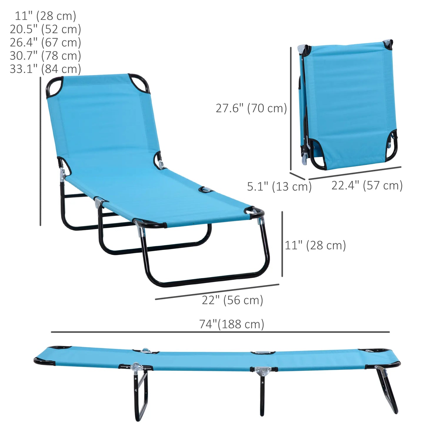 Folding Outdoor Lounge Chair – Light Blue Mesh, Portable & Breathable Design