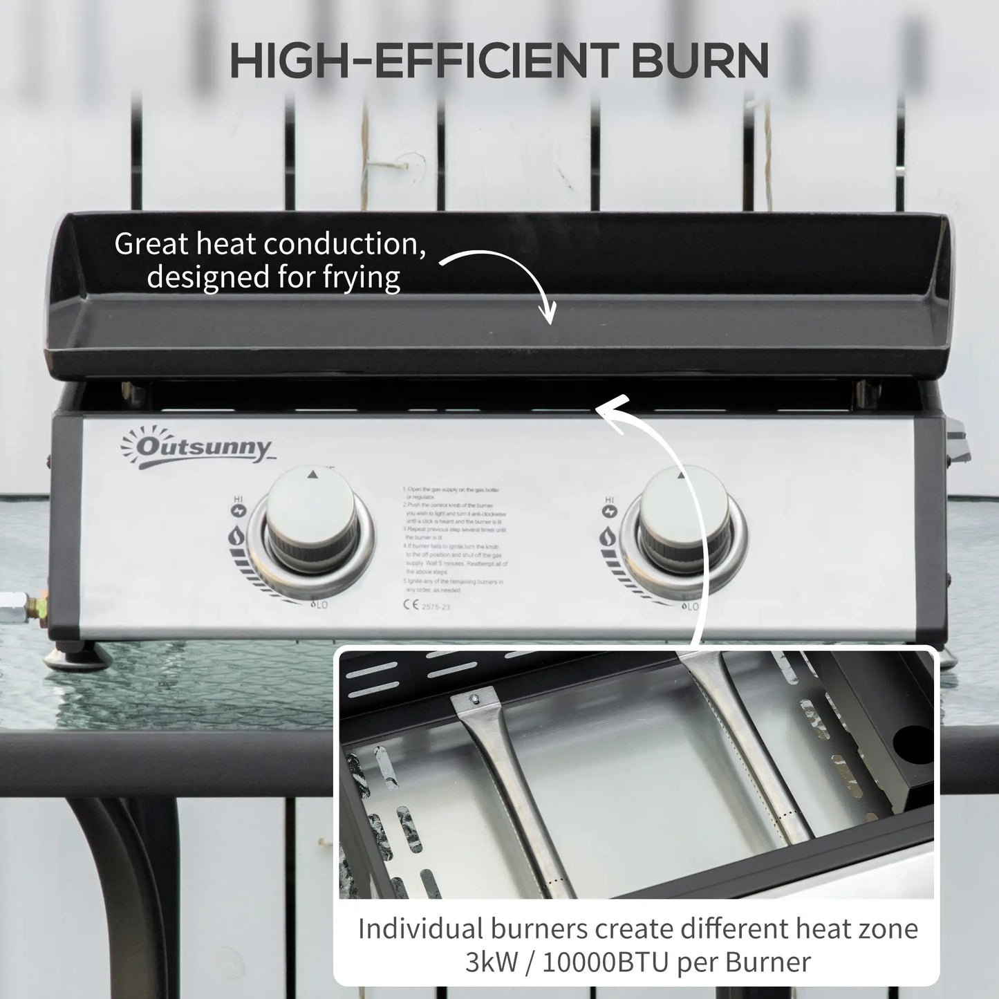 Portable Flat Table Top Propane Grill and Griddle
