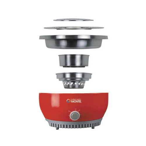Living Well With Montel MWSG01 Smokeless Indoor Barbeque Grill - Red