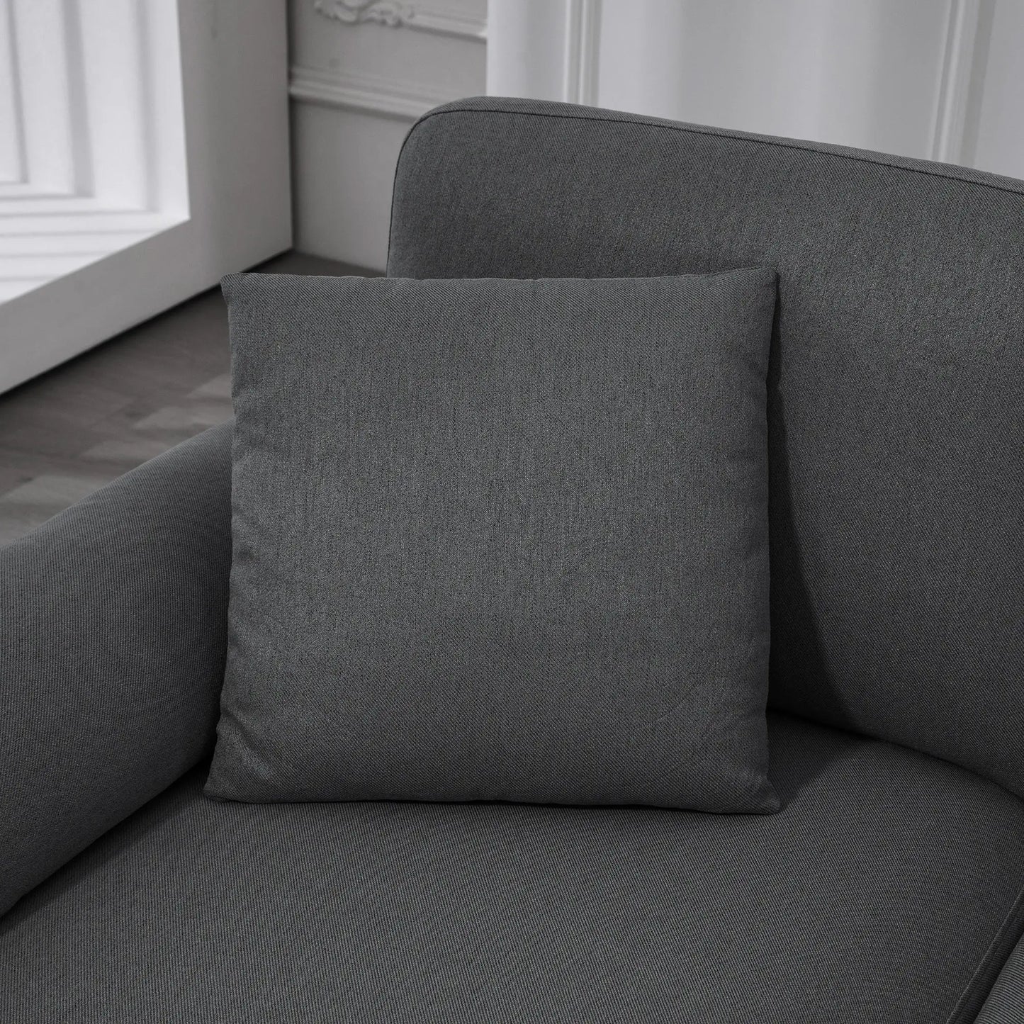 L-Shape Sofa, Modern Sectional Couch with Changeable Chaise Lounge | Dark Grey