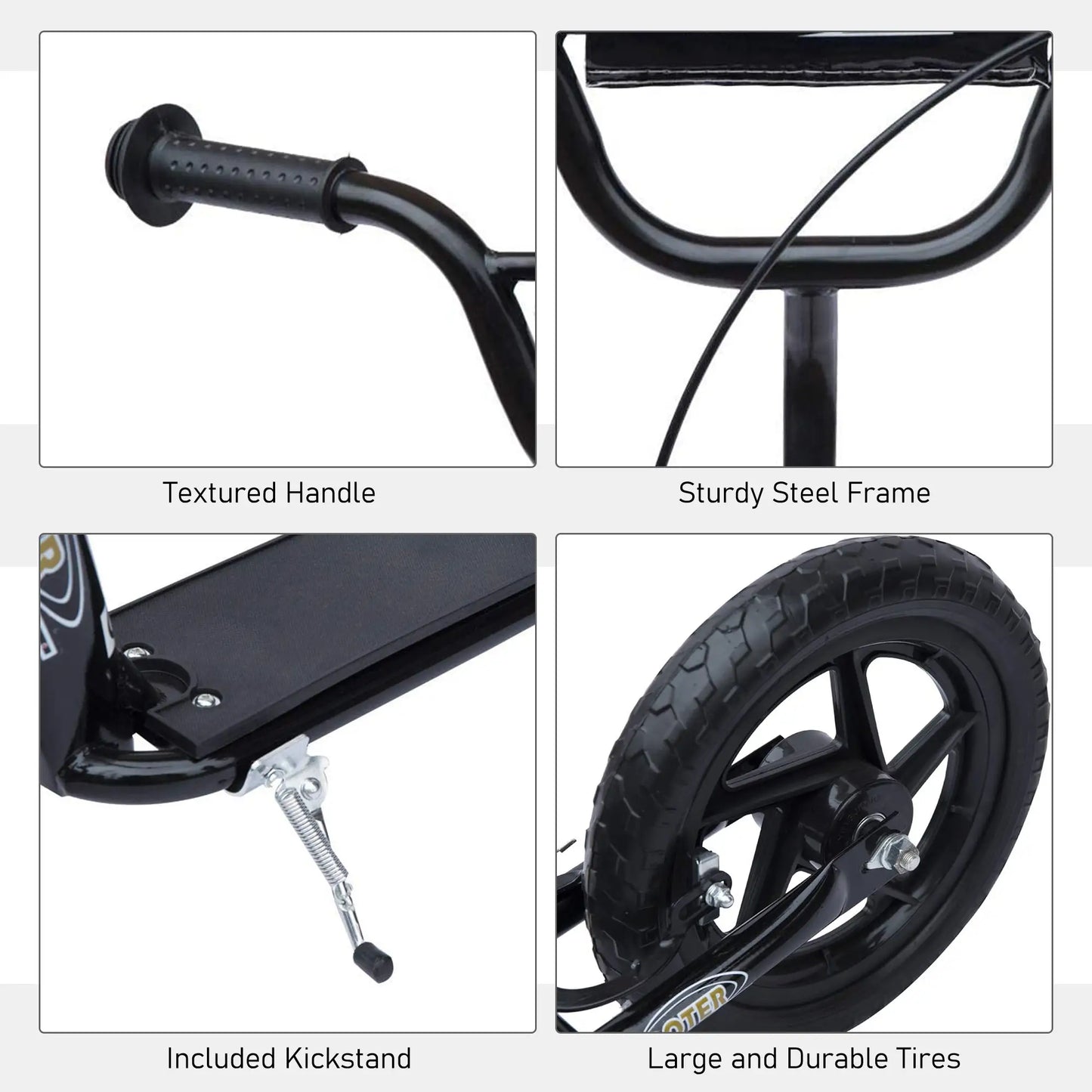 Adjustable Kids Kick Scooter with Kickstand - Black