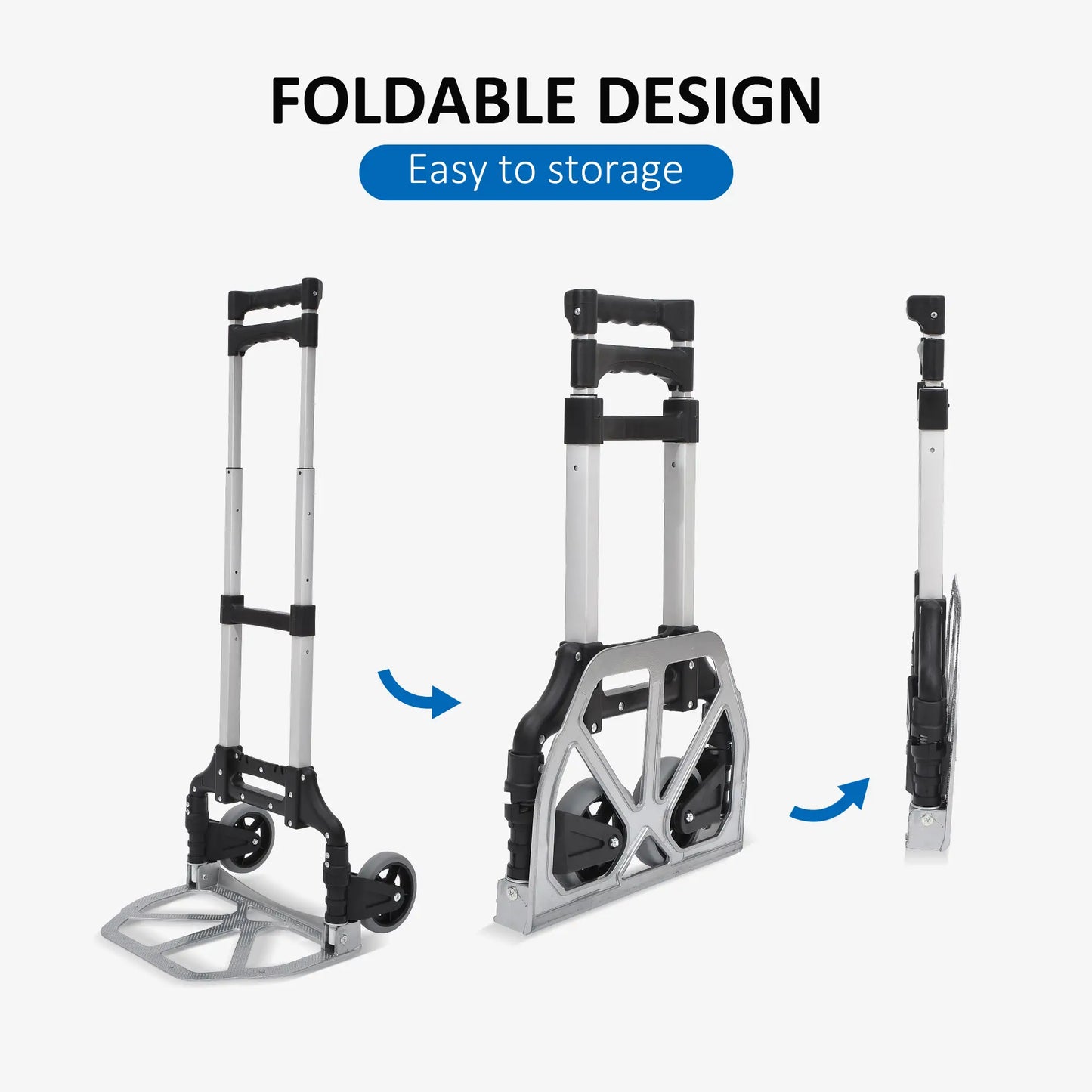 White Adjustable Folding Hand Truck and Dolly Cart