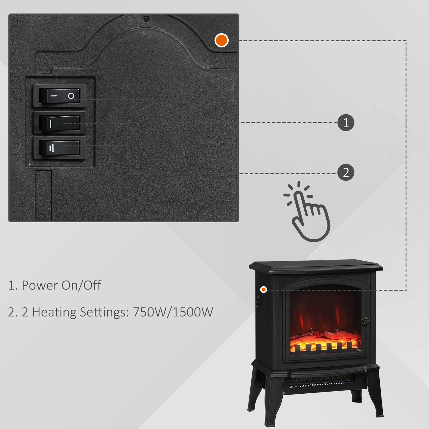 Freestanding Electric Fireplace Heater
