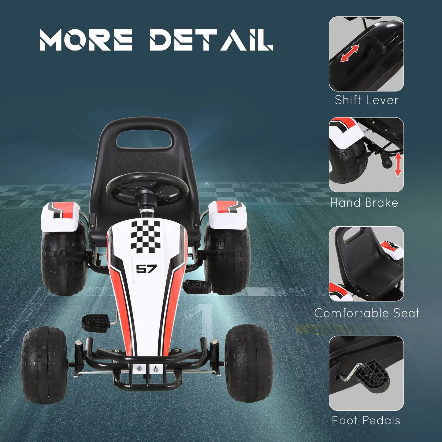 Racing Style Pedal Go Kart for Kids