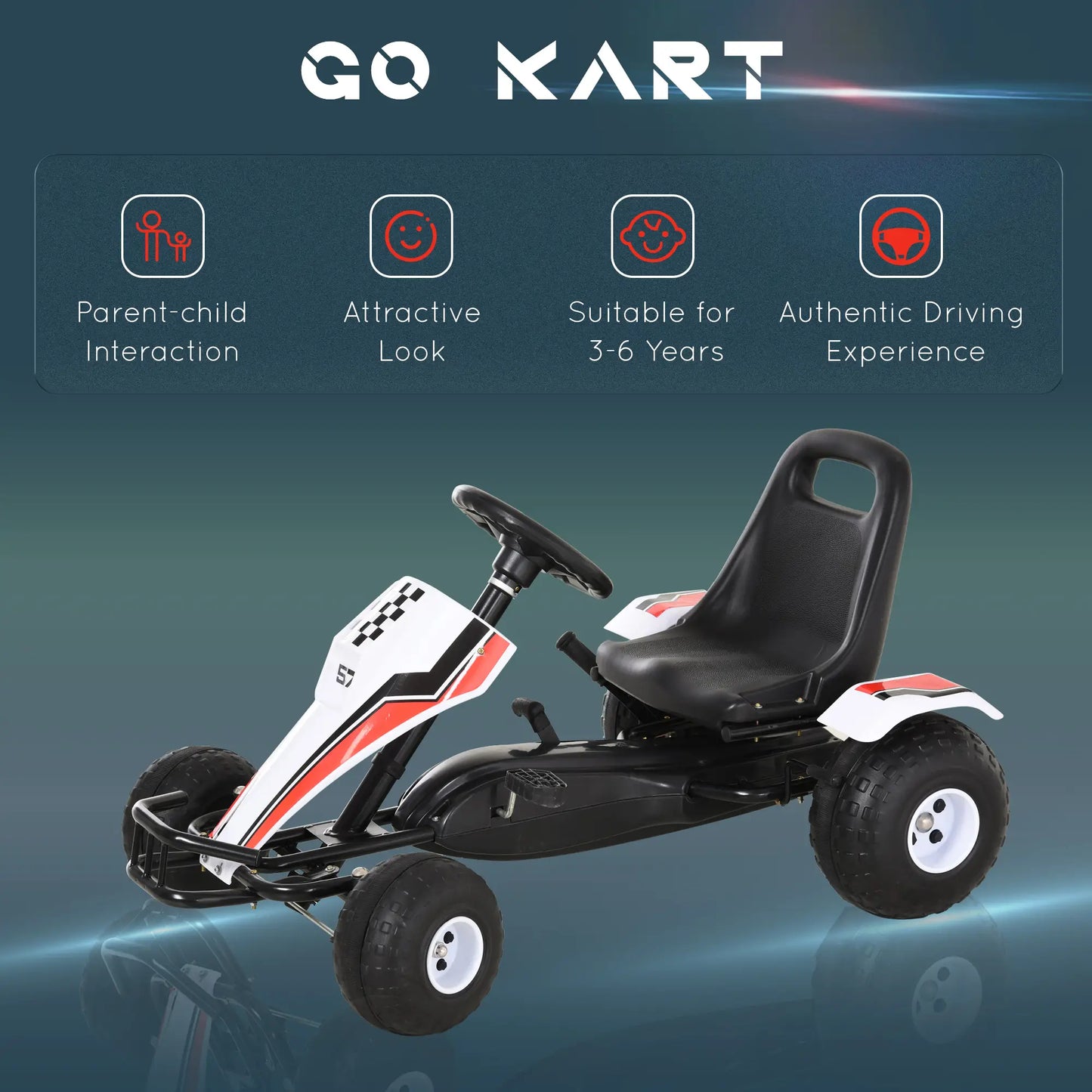 Racing Style Pedal Go Kart for Kids