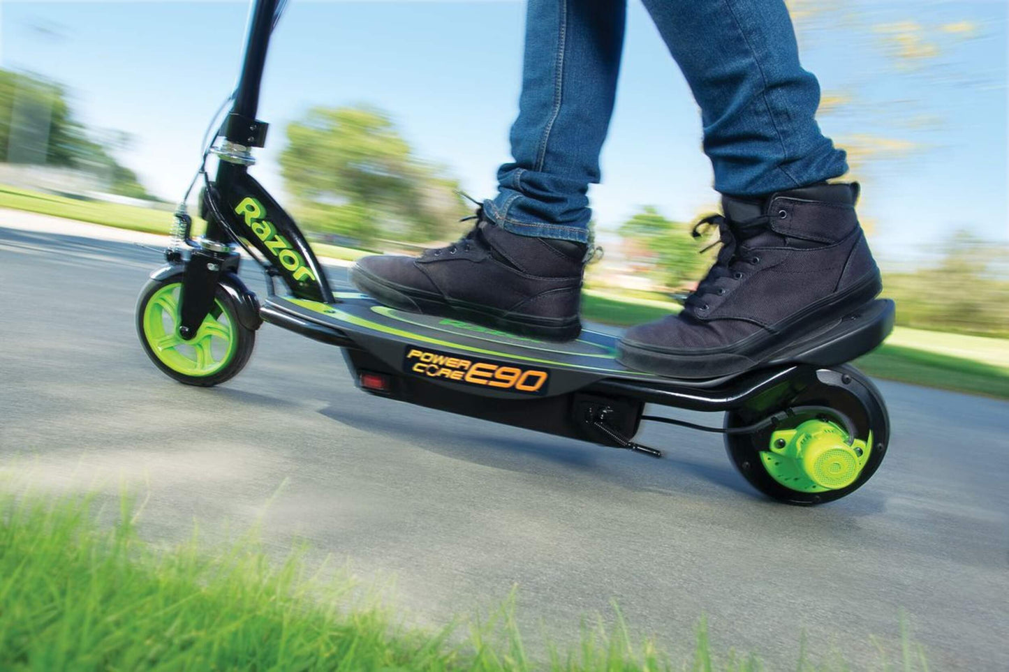 Razor Power Core E90 Electric Scooter, 16km/h, Kids, Black/Green