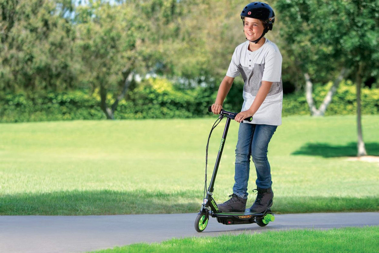 Razor Power Core E90 Electric Scooter, 16km/h, Kids, Black/Green