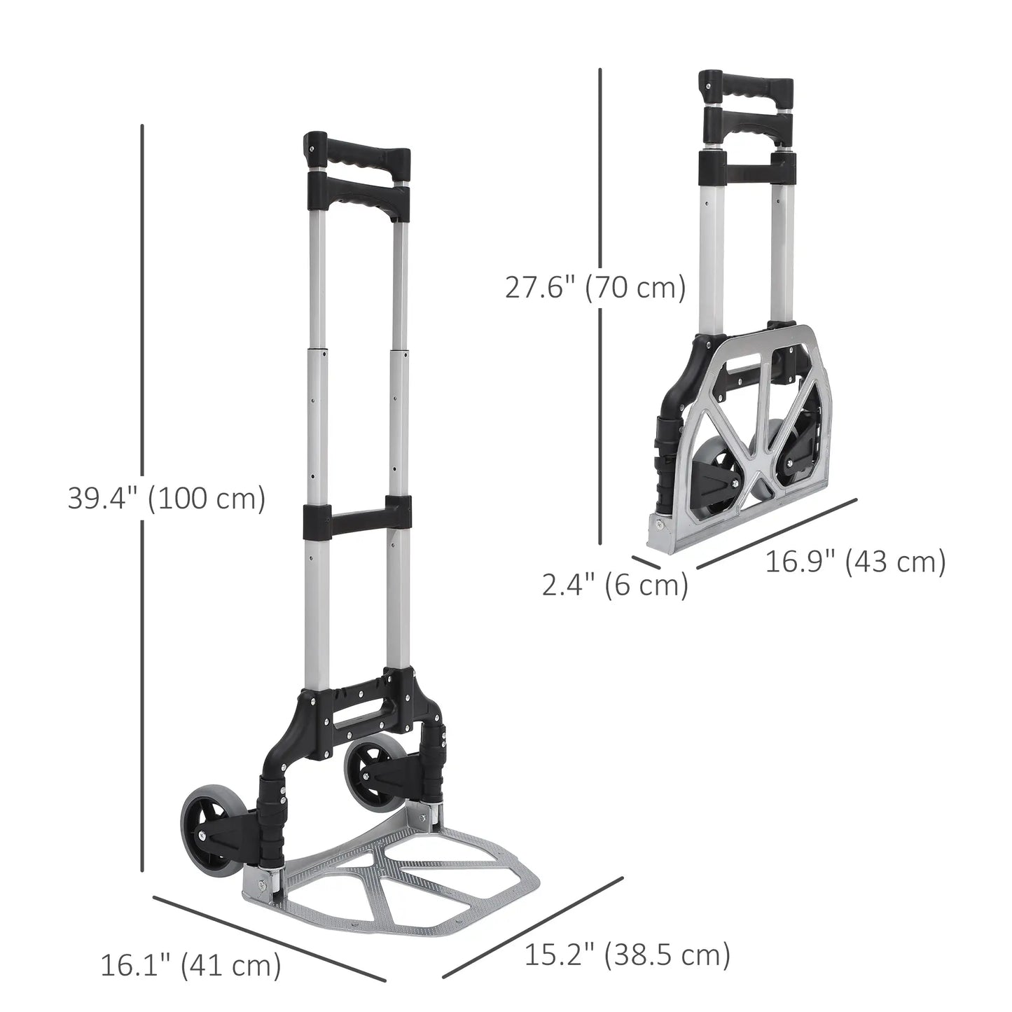 White Adjustable Folding Hand Truck and Dolly Cart