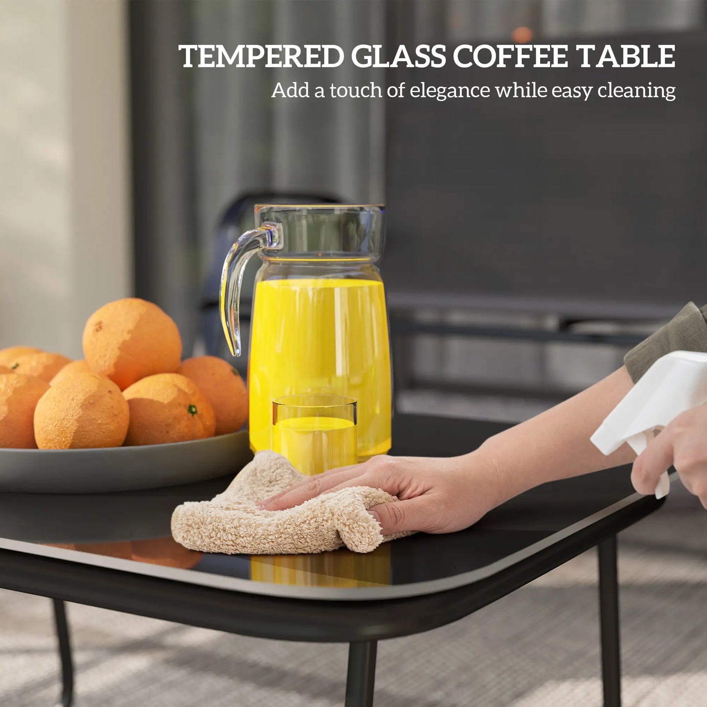Black 4-Piece Breathable Mesh Outdoor Patio Furniture Set with Glass Table