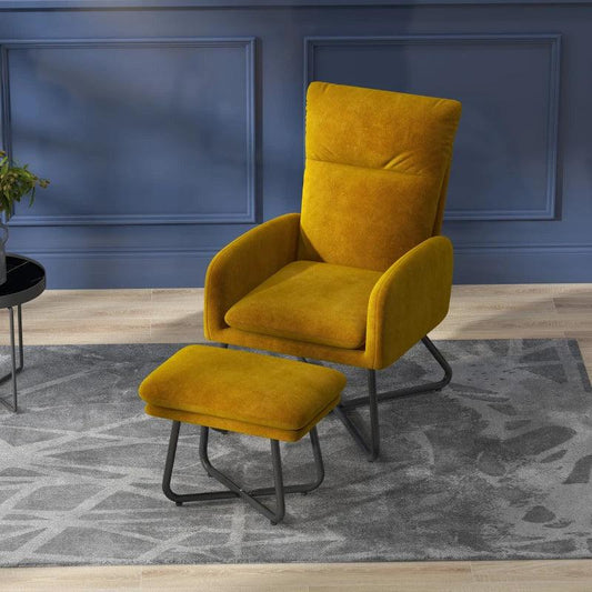 Contemporary Accent Chair and Ottoman | Golden Yellow - Toronto Liquidation Warehouse