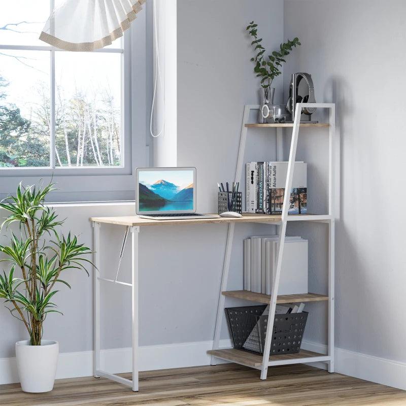 Folding Ladder Computer and Office Desk (White) - Toronto Liquidation Warehouse