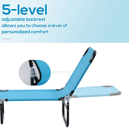 Folding Outdoor Lounge Chair – Light Blue Mesh, Portable & Breathable Design