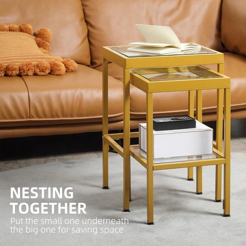 Contemporary Square Nesting Tables - Gold - Toronto Liquidation Warehouse