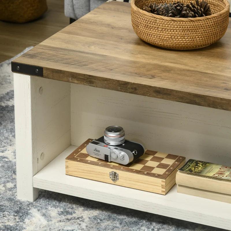 Classic Farmhouse Rectangle Coffee Table with Storage - White - Toronto Liquidation Warehouse