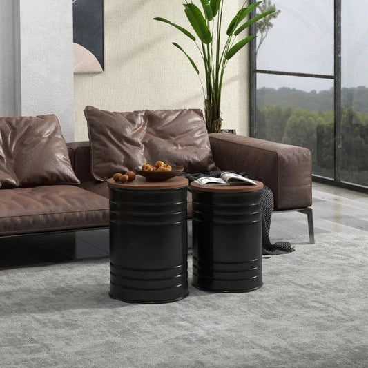 Industrial Round Barrel Nesting Tables - Black - Toronto Liquidation Warehouse