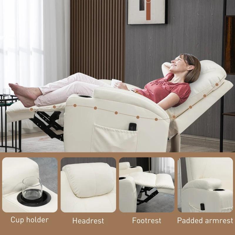 Executive Faux Leather Massage Recliner | Snow White - Toronto Liquidation Warehouse