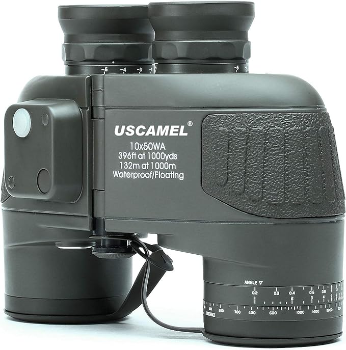 USCAMEL 10x50 HD Marine Binoculars with Rangefinder Compass