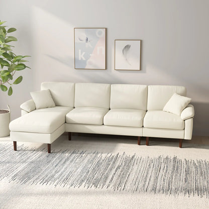 Modern L-Shape Sectional Sofa with Changeable Chaise Lounge | Cream White