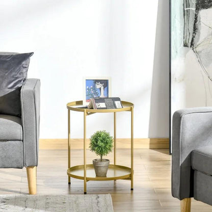 Contemporary Round Side Table - Gold - Toronto Liquidation Warehouse