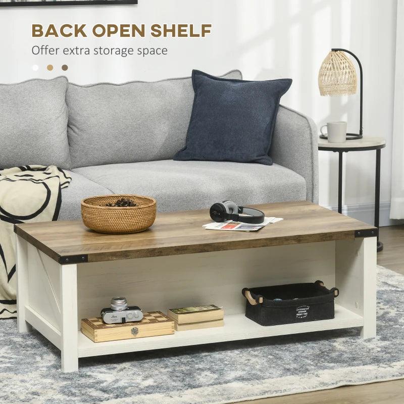 Classic Farmhouse Rectangle Coffee Table with Storage - White - Toronto Liquidation Warehouse