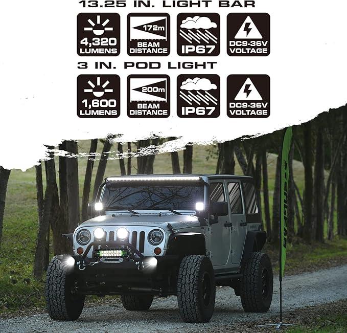 Evergear Off-Road Dual Row LED Light Bar & Spotlight Combo Kit - Toronto Liquidation Warehouse