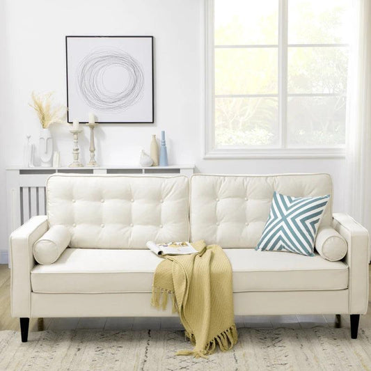 Mid-Century 2-Seater Sofa | Pearl White - Toronto Liquidation Warehouse