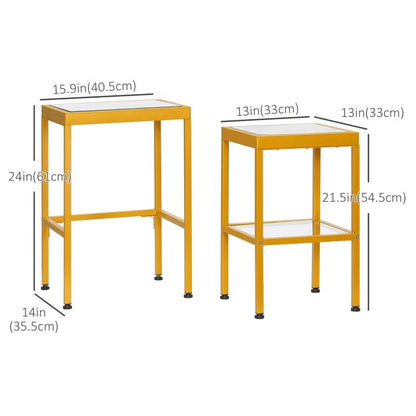 Contemporary Square Nesting Tables - Gold - Toronto Liquidation Warehouse