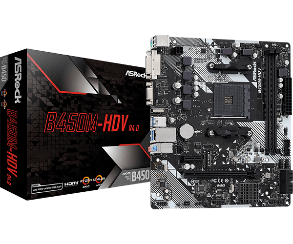 ASRock B450M-HDV R4.0 Graphics Card AMD Ryzen - Toronto Liquidation Warehouse