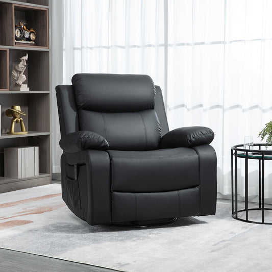 Elite Faux Leather Massage Recliner | Jet Black - Toronto Liquidation Warehouse