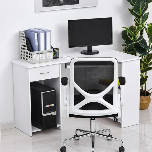 Modern Compact Corner Computer and Office Desk (White) - Toronto Liquidation Warehouse