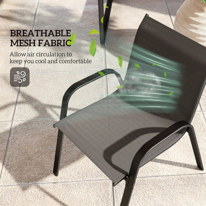Black 4-Piece Breathable Mesh Outdoor Patio Furniture Set with Glass Table