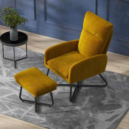 Contemporary Accent Chair and Ottoman | Golden Yellow - Toronto Liquidation Warehouse