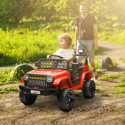 12V Battery Powered Ride on Electric Car for Kids with Remote Control and Headlights - Red