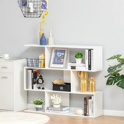 Modern 4-Shelf S-Shaped Bookshelf | White - Toronto Liquidation Warehouse