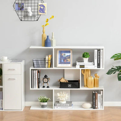 Modern 4-Shelf S-Shaped Bookshelf | White - Toronto Liquidation Warehouse